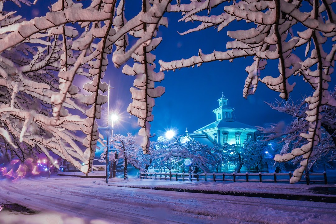 鶴岡市冬の景色　致道博物館の雪